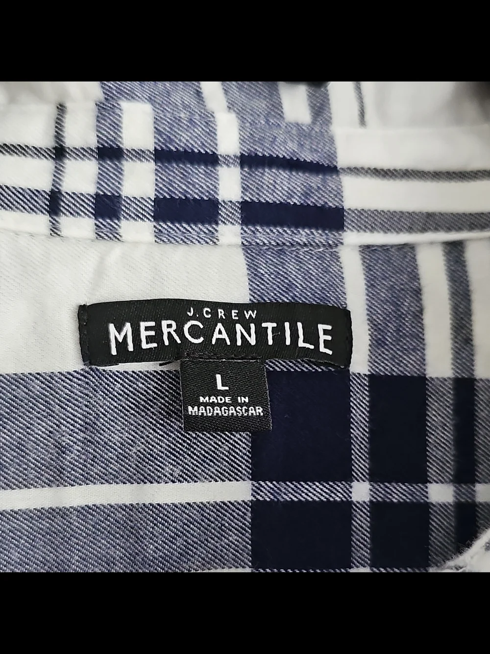 J. Crew Mercantile Navy and White Plaid Midi Dress
